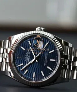 Alternative view of Rolex Datejust 36mm Blue Motif Dial Fluted Bezel Jubilee Bracelet 126234 - 2023