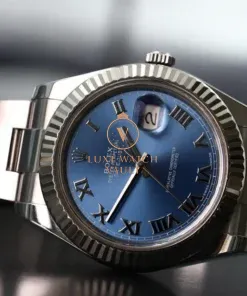 Alternative view of Rolex Datejust II Azzurro Blue Fluted 41 116334