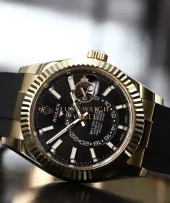 Alternative view of Rolex Sky-Dweller Yellow Gold Black Dial Oysterflex 326238 - 2021
