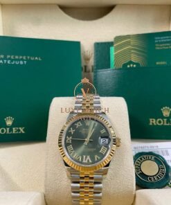 Rolex Steel & Yellow Gold Datejust 31 olive Green Diamond Dial