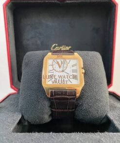 Cartier Santos Dumont Large Pink Gold Case Alligator Strap