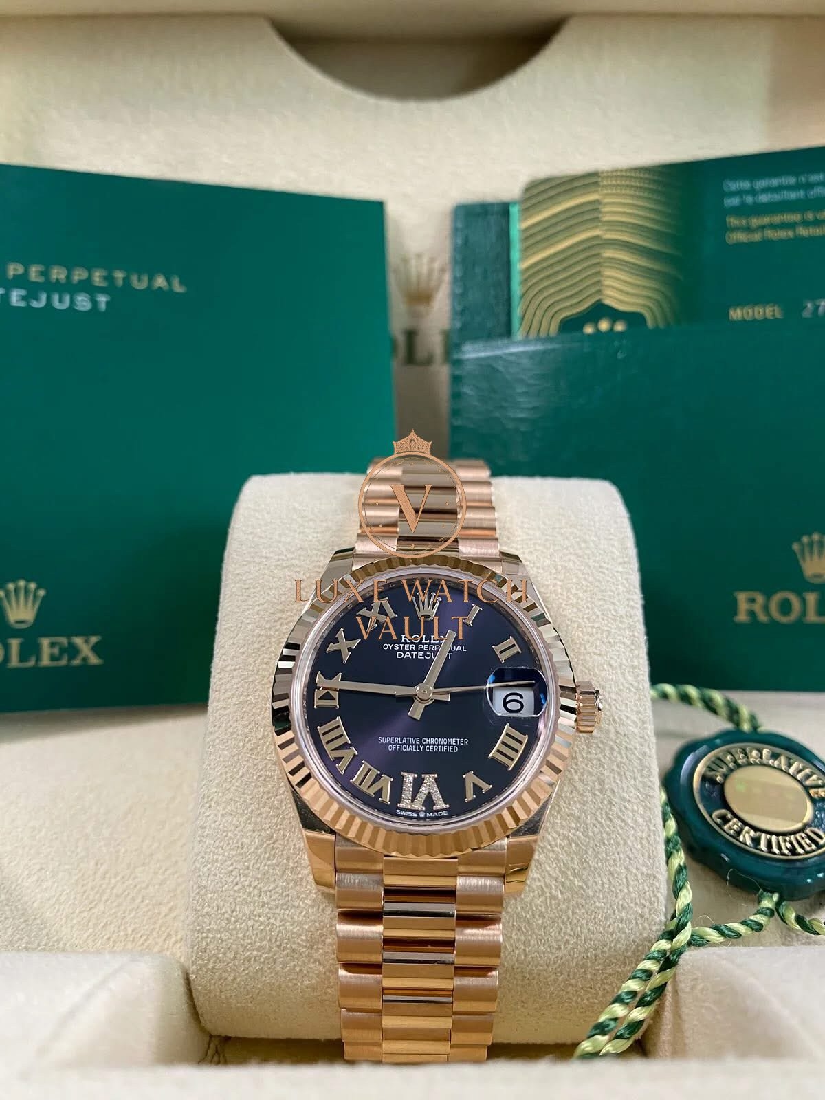 Rolex Datejust 31 Fluted Bezel Purple Aubergine Dial