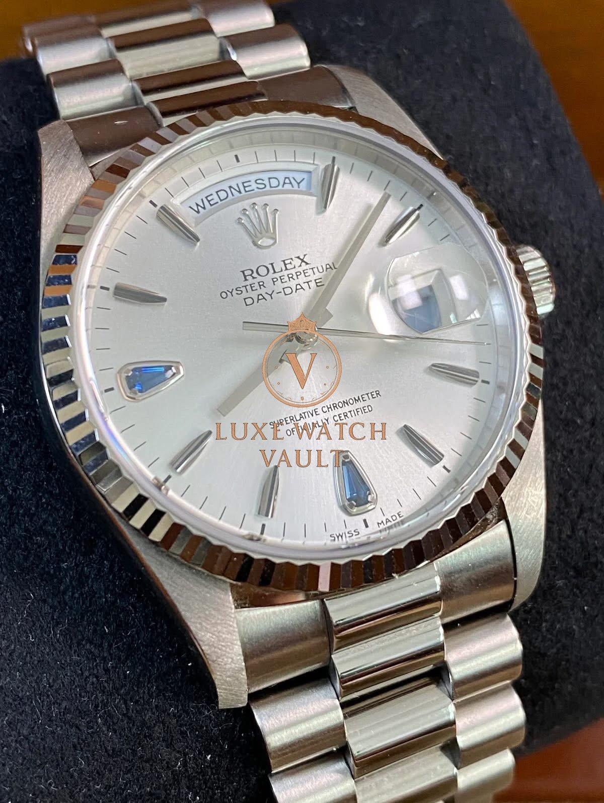Rolex White Gold Day Date 36 A serial Sapphire Dial - Image 10