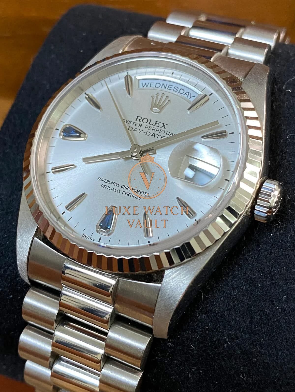 Rolex White Gold Day Date 36 A serial Sapphire Dial - Image 9