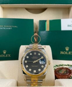 Rolex Steel & Yellow Gold Datejust 36 Black Diamond Dial